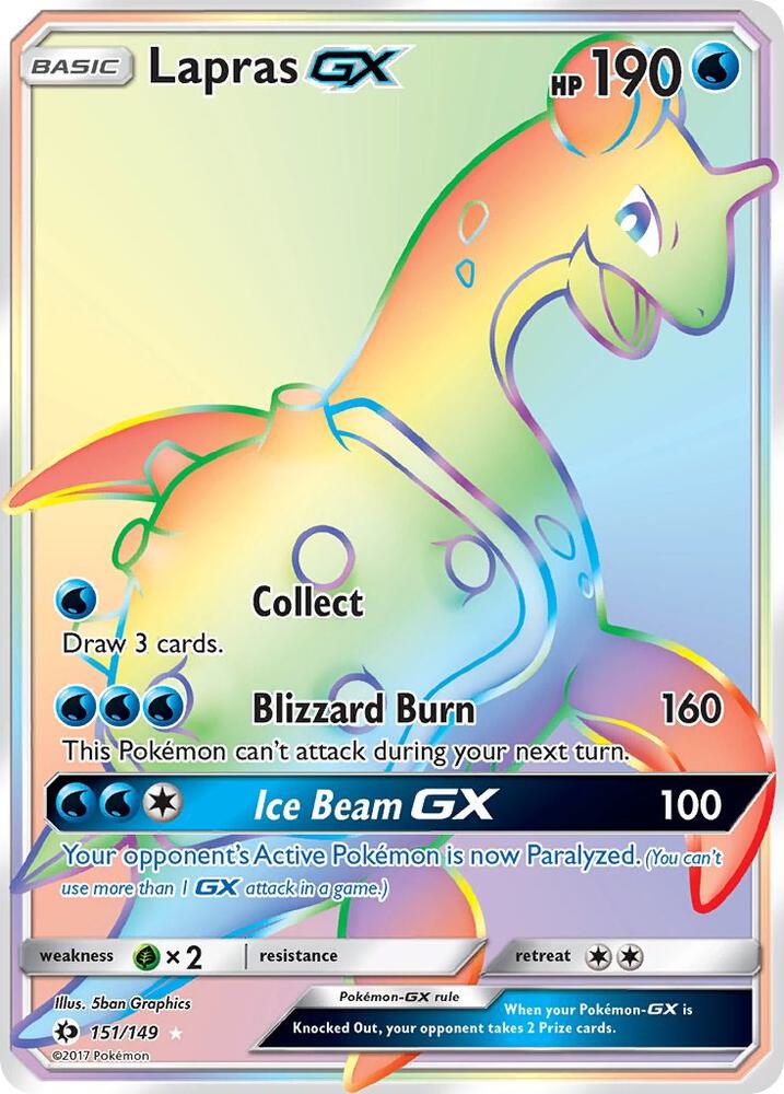 Lapras GX (Secret) #151/149 - SM Base Set - Near Mint