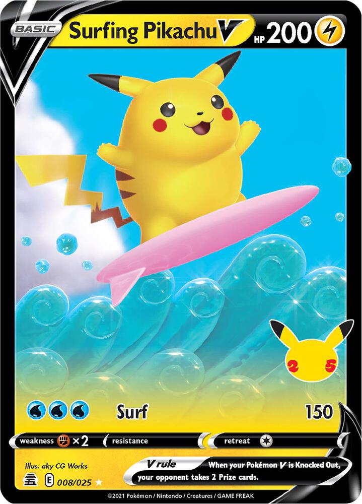 Surfing Pikachu V #008/025 - Celebrations - Near Mint