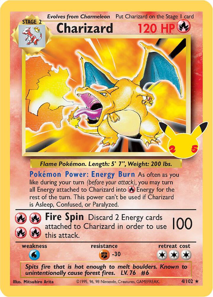 Charizard #4/102 - Celebrations: Classic Collection - PSA 9