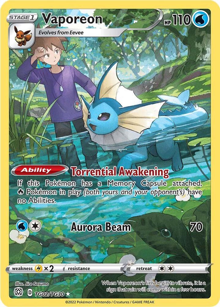 Vaporeon #TG02/TG30 - SWSH09: Brilliant Stars Trainer Gallery - Near Mint
