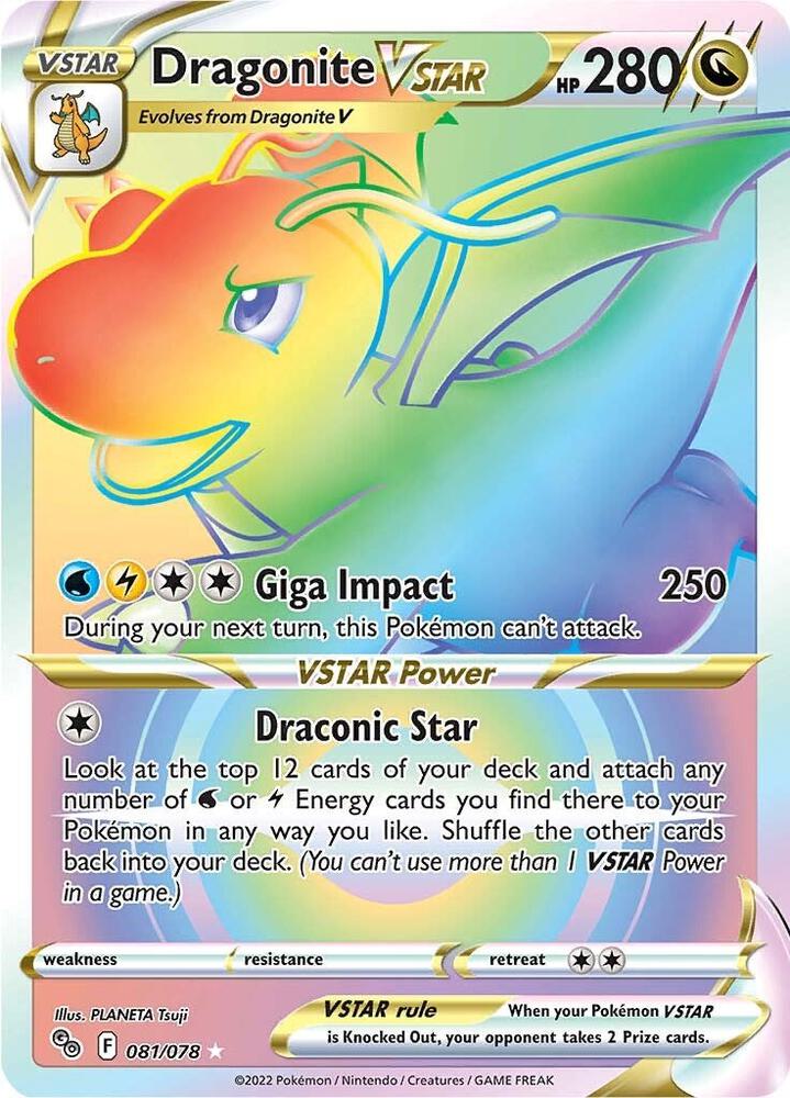 Dragonite VSTAR (Secret) #081/078 - Pokemon GO - Near Mint