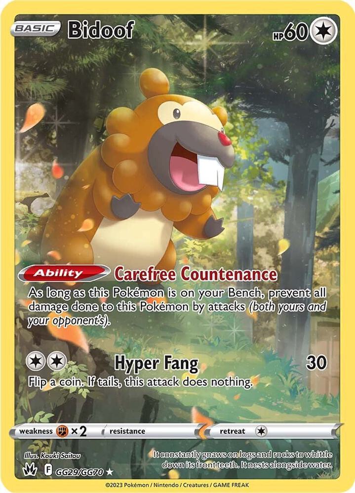 Bidoof #GG29/GG70 - Crown Zenith: Galarian Gallery - Near Mint
