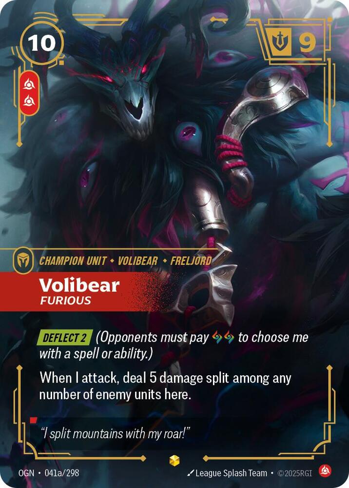 Volibear - Furious (Alternate Art) #041a/298 - Origins - Near Mint