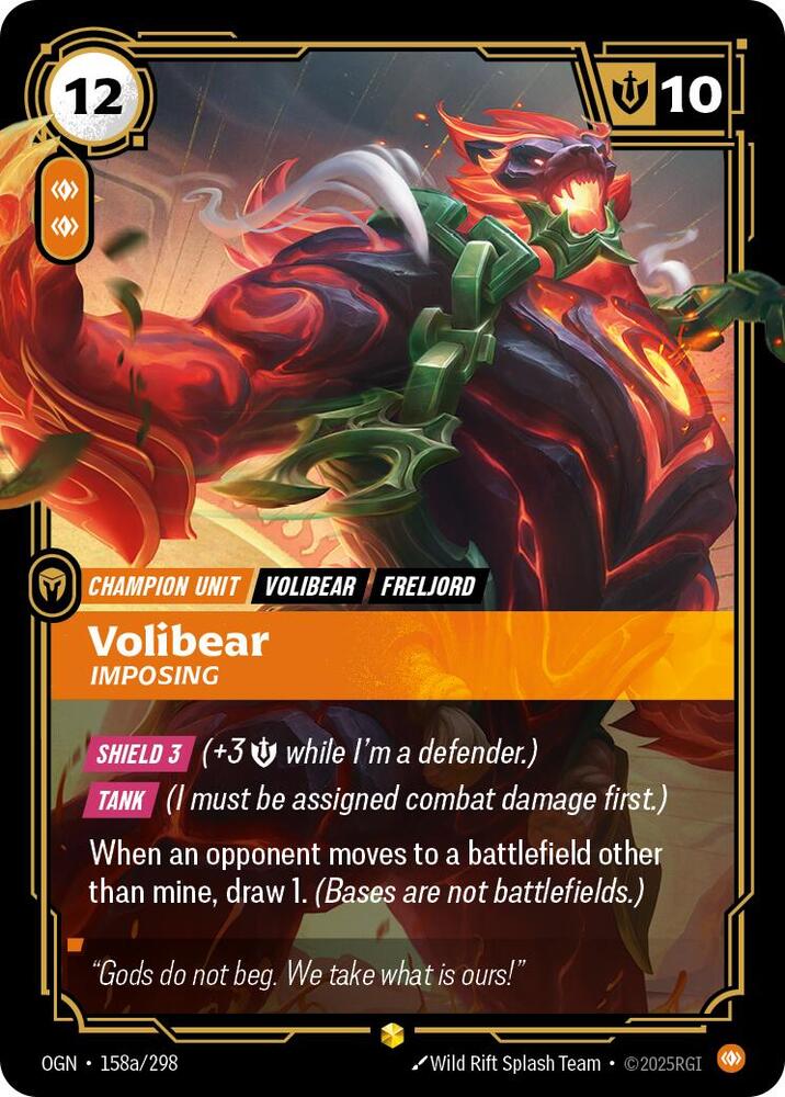 Volibear - Imposing (Alternate Art) #158a/298 - Origins - Near Mint