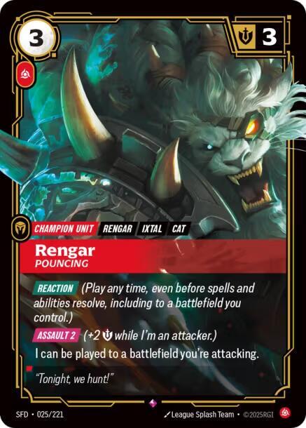 Rengar - Pouncing #025/221 - Spiritforged - Near Mint
