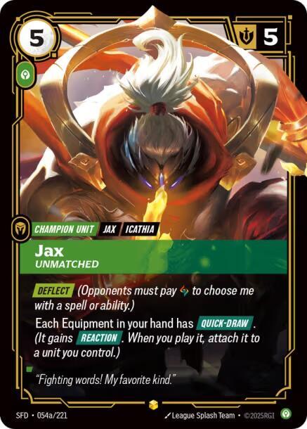 Jax - Unmatched (Alternate Art) #054a/221 - Spiritforged - Near Mint