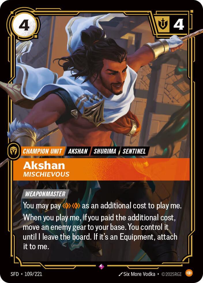 Akshan - Mischievous #109/221 - Spiritforged - Near Mint