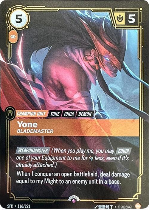 Yone - Blademaster #116/221 - Riftbound Organized Play Promotional Cards - Near Mint