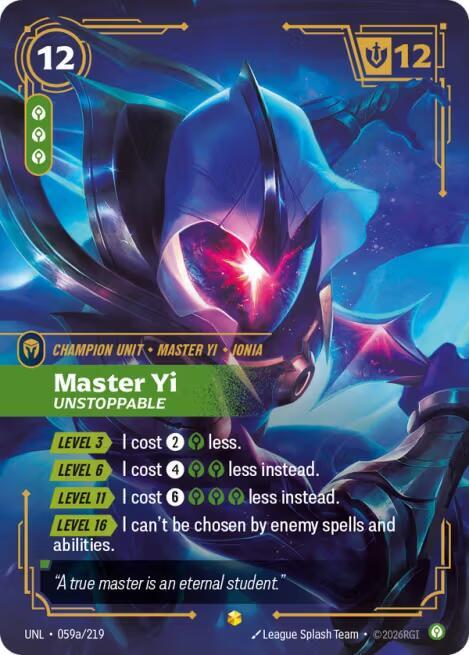 Master Yi - Unstoppable (Alternate Art) #059a/219 - Unleashed - Near Mint