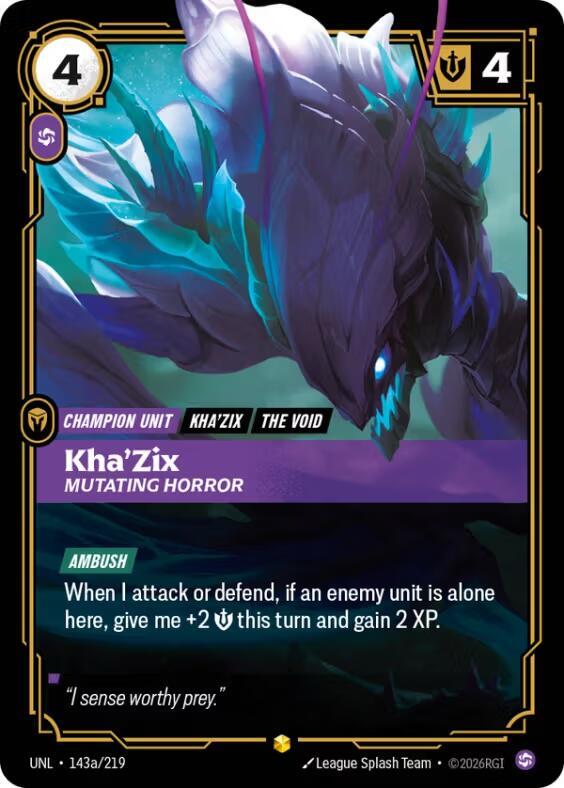 Kha'Zix - Mutating Horror (Alternate Art) #143a/219 - Unleashed - Near Mint