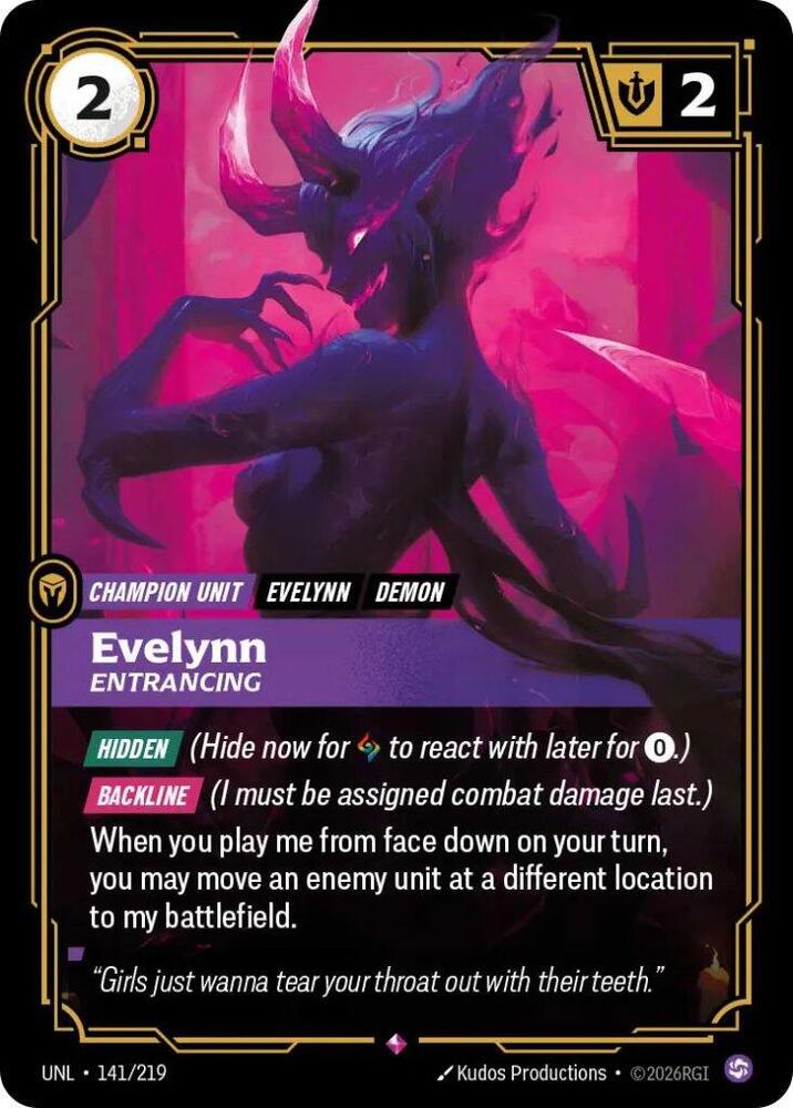 Evelynn - Entrancing #141/219 - Unleashed - Near Mint