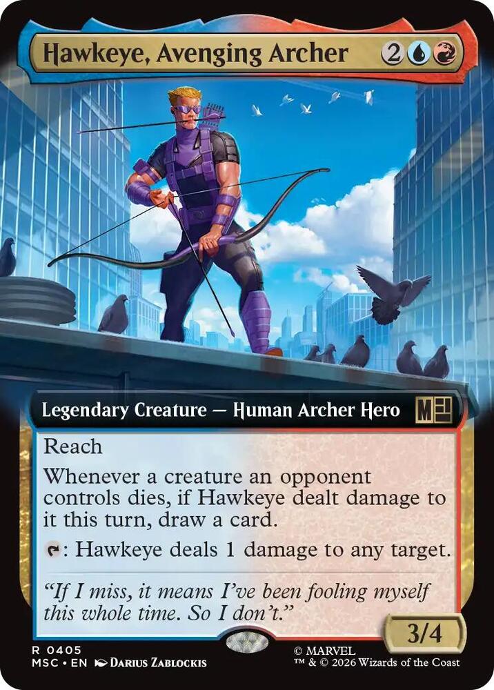Hawkeye, Avenging Archer (Extended Art) #405 - Commander: Marvel Super Heroes - Near Mint