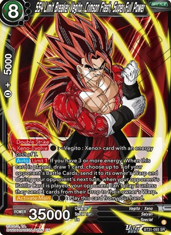 SS4 Limit Breaker Vegito, Crimson Flash, Super Full Power #BT31-093 - Impact Beyond Dimensions - Near Mint