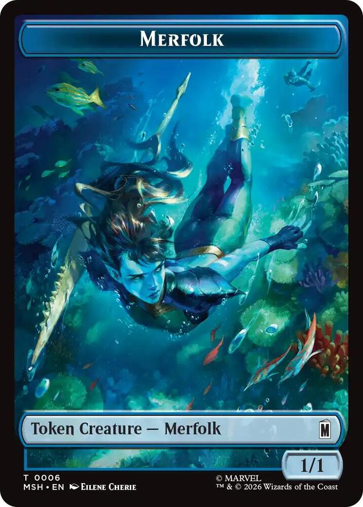 Merfolk // Doombot Double-Sided Token #006/018 - Marvel Super Heroes - Near Mint
