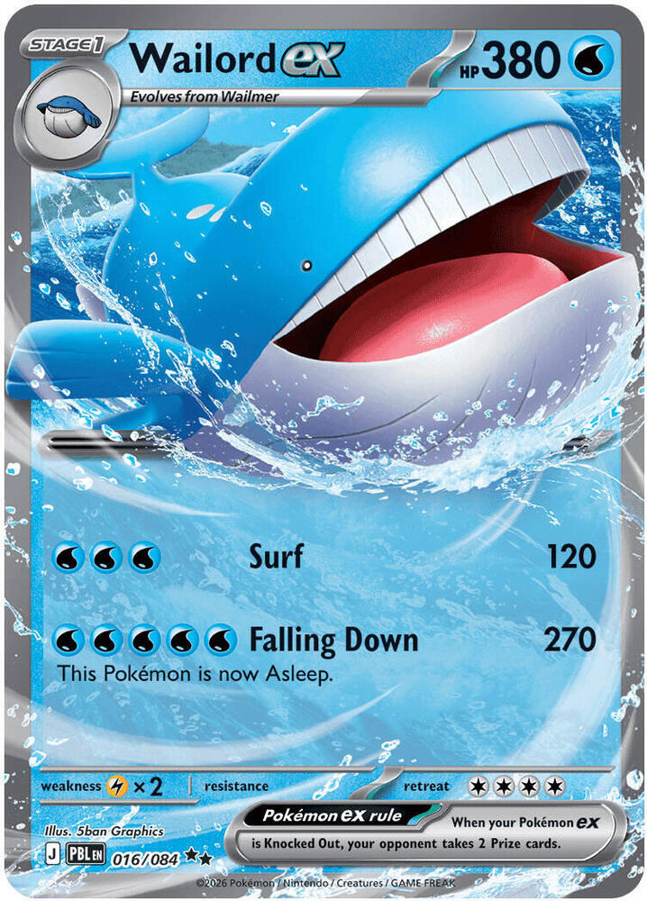 Wailord ex #016/084 - ME05: Pitch Black - Near Mint