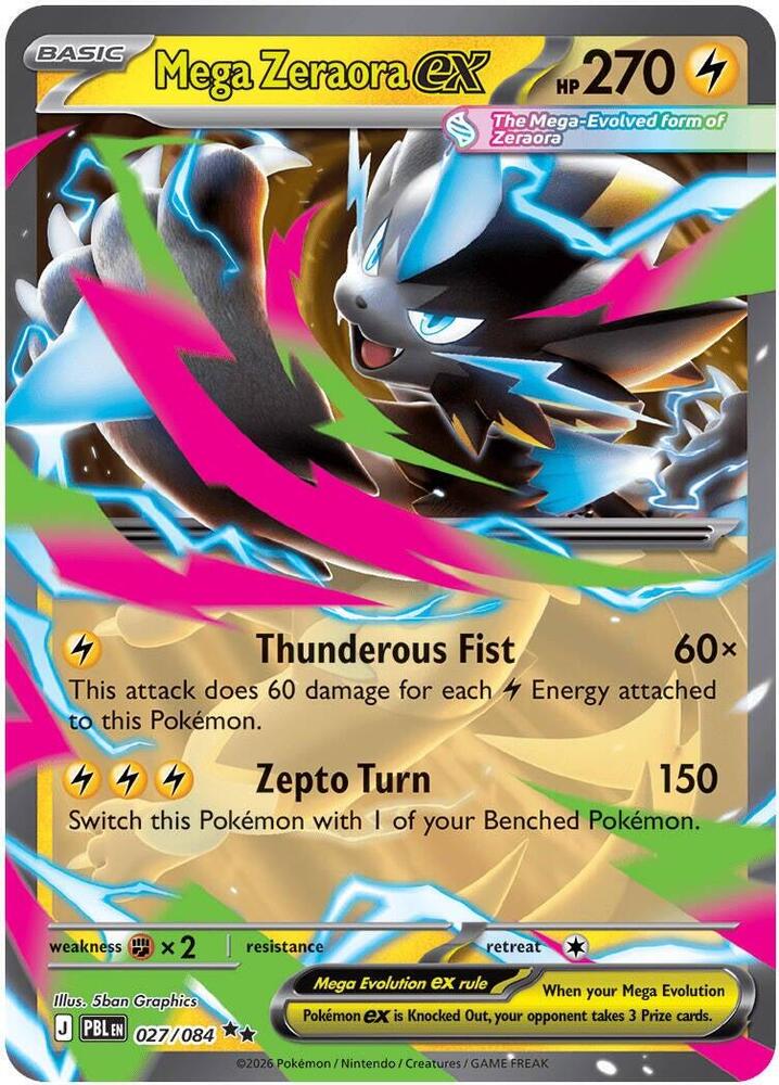 Mega Zeraora ex #027/084 - ME05: Pitch Black - Near Mint