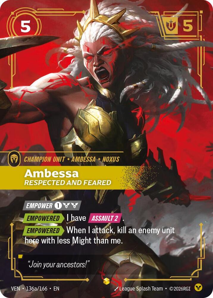 Ambessa, Respected and Feared (Alternate Art) #136a/166 - Vendetta - Near Mint