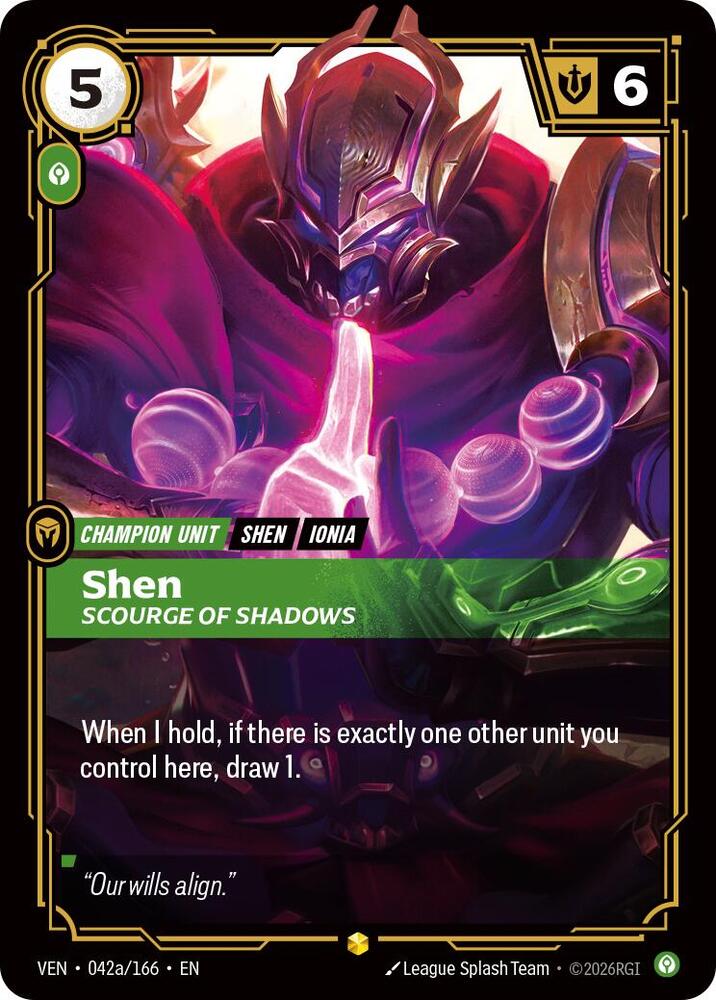 Shen, Scourge of Shadows (Alternate Art) #042a/166 - Vendetta - Near Mint