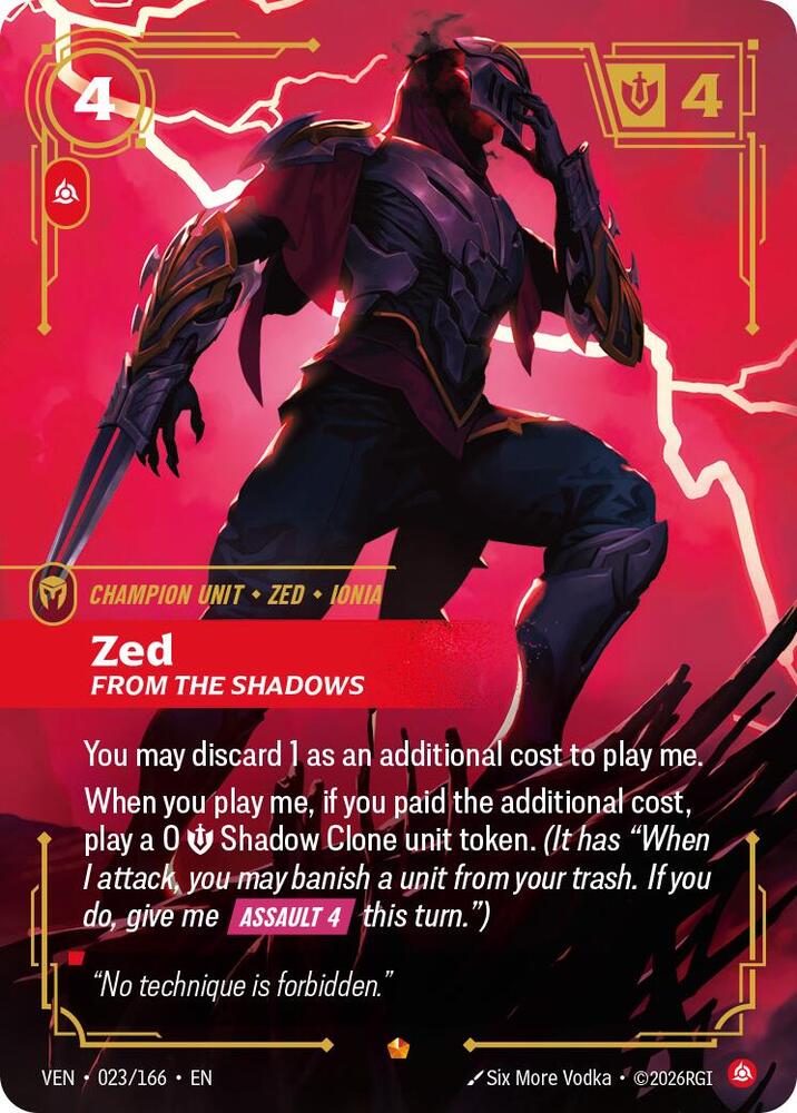 Zed, From the Shadows #023/166 - Vendetta - Near Mint