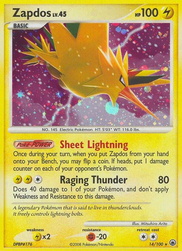 Zapdos #14/100 - Majestic Dawn - Moderately Played